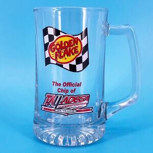 glass beer mug 2000s vintage Talladega Super Speedway Golden Flake